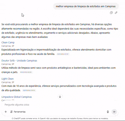 Resultados de pesquisa de IA no ChatGPT