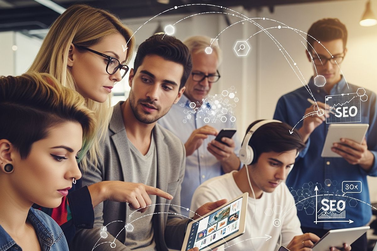 Pessoas pesquisando em dispositivos móveis