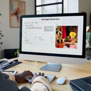 Designer analisando um site no computador