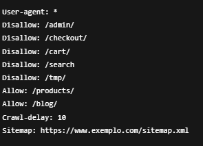 Exemplo de um arquivo Robots.txt