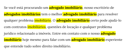 Exemplo de texto com keyword stuffing