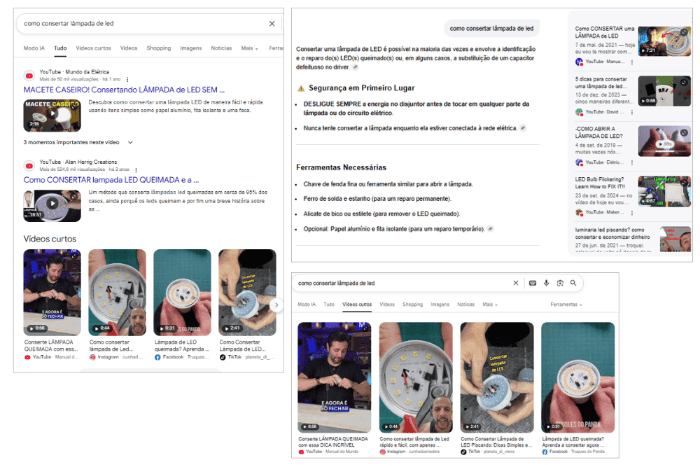 Resultados de pesquisa que incluem vídeos