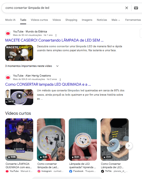 Ranqueamento de vídeos na pesquisa do Google