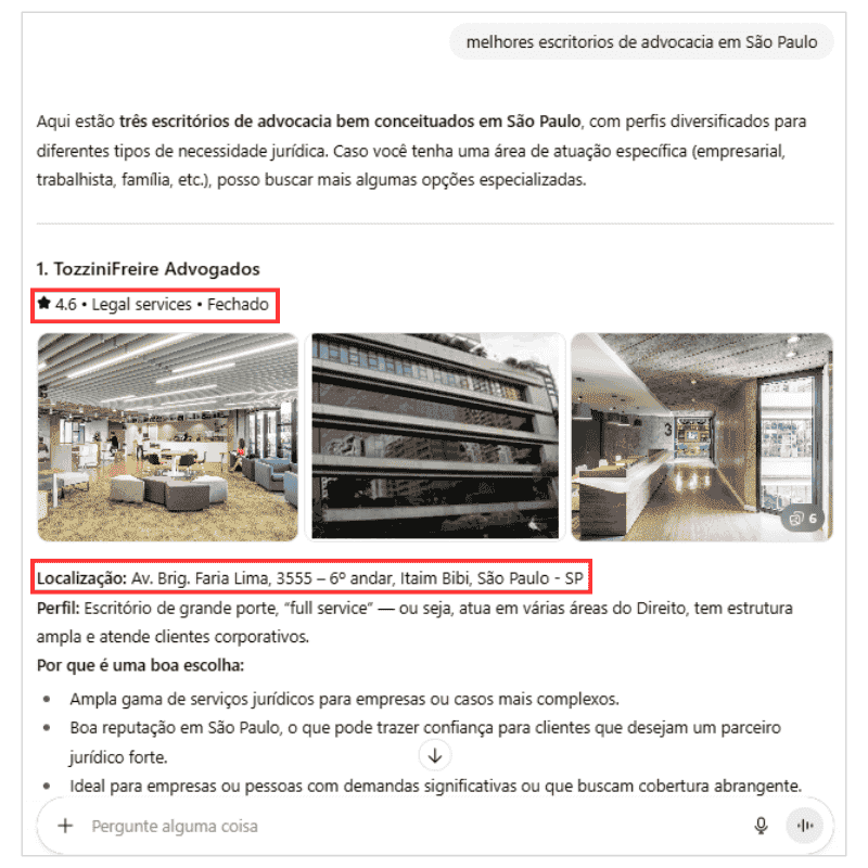 Rich results no ChatGPT