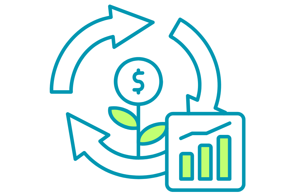 Símbolo de árvore e dinheiro representando retorno sobre investimento