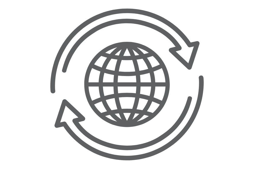 Globo com setas em seu contorno