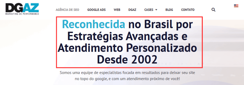 Exemplo de título H1 em página da DGAZ