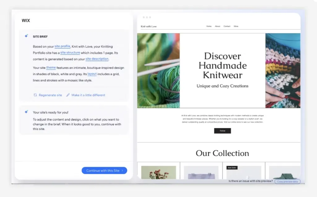 Criador de sites com IA da Wix