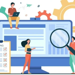 Ícone d epessoas em volta de computador