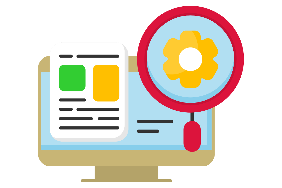 Computador com engrenagem acima