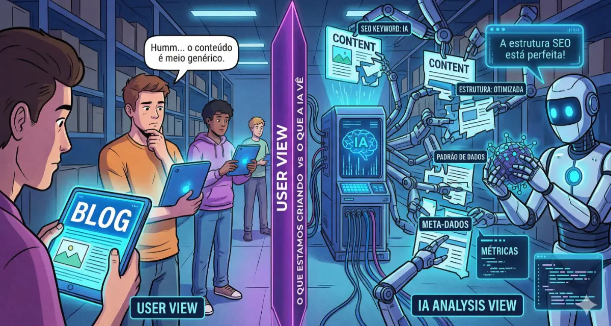 Ilustração de visão do usuário versus visão de IA