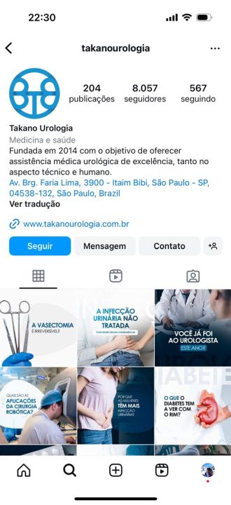 Perfil Instagram Takano - Marketing para profissionais da saúde